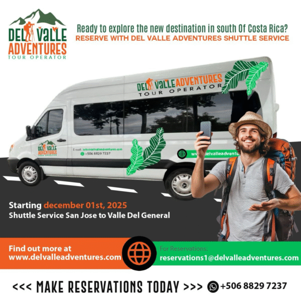 San José → Valle del General Shuttle Service Transportation, Tours, Costa Rica